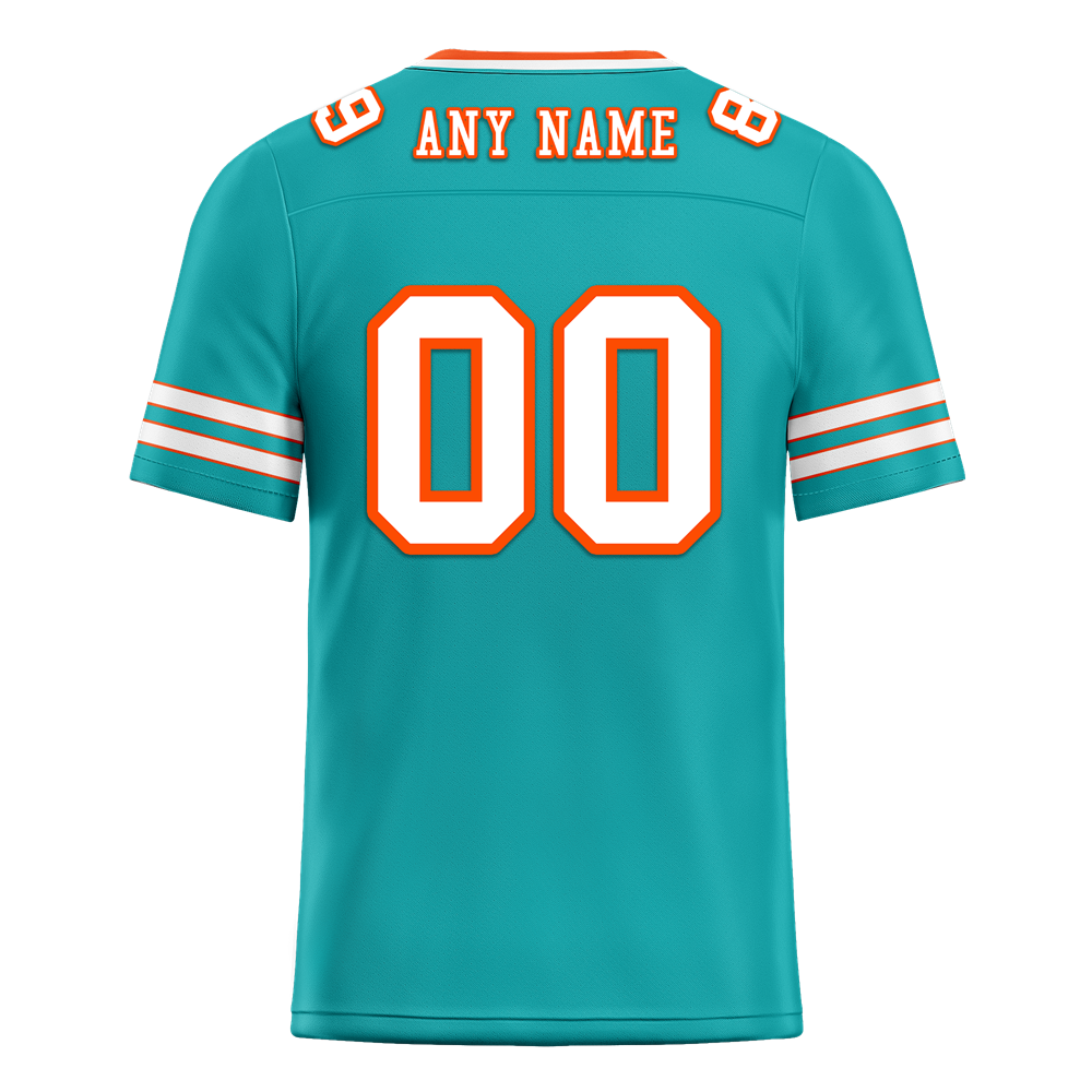 Custom Aqua Sleeve Stripes White Personalized Authentic Football Jersey FBJ02-bc0f07f