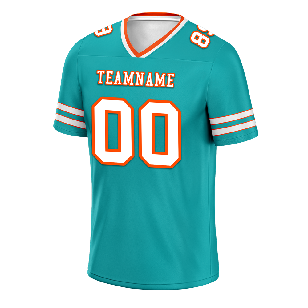 Custom Aqua Sleeve Stripes White Personalized Authentic Football Jersey FBJ02-bc0f07f