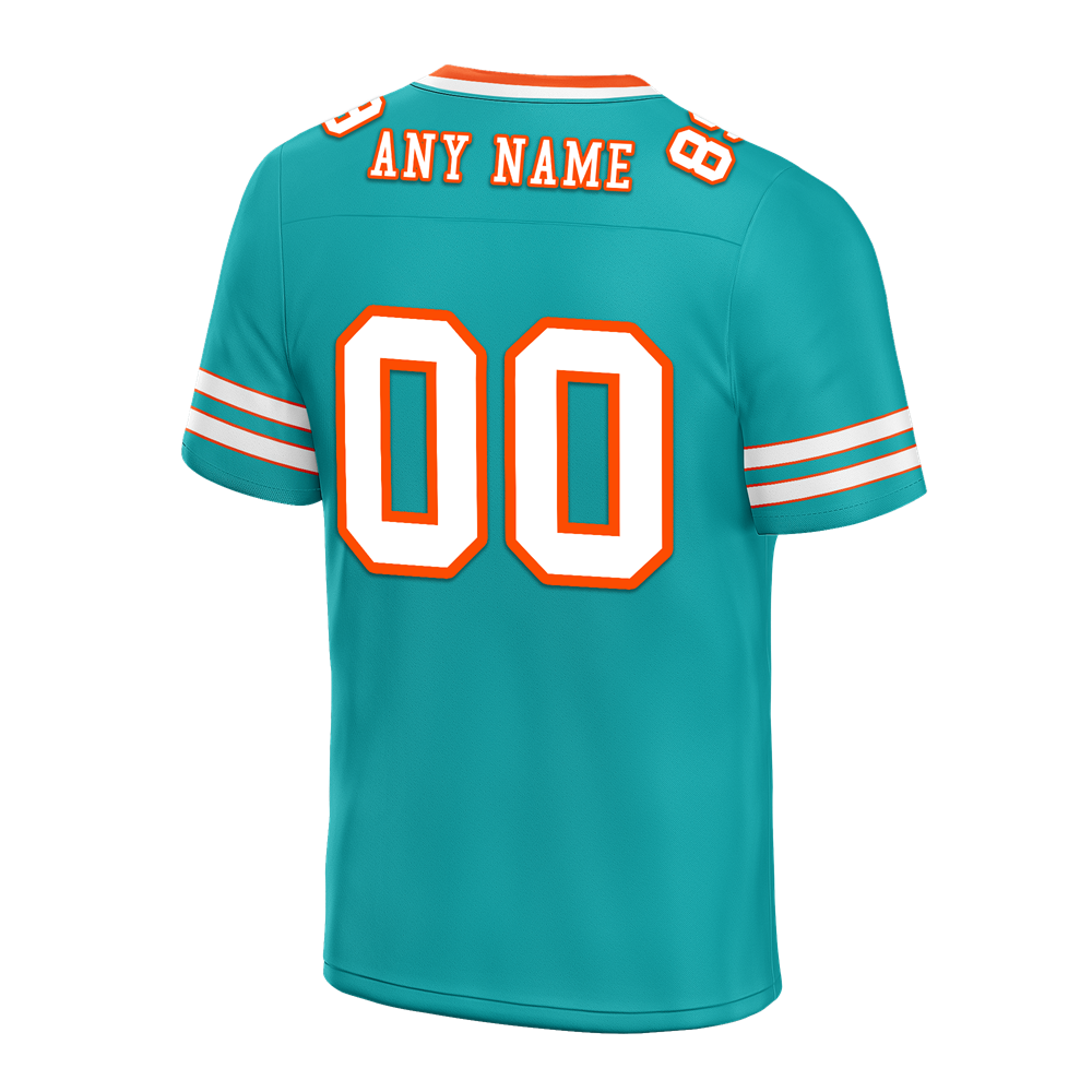 Custom Aqua Sleeve Stripes White Personalized Authentic Football Jersey FBJ02-bc0f07f