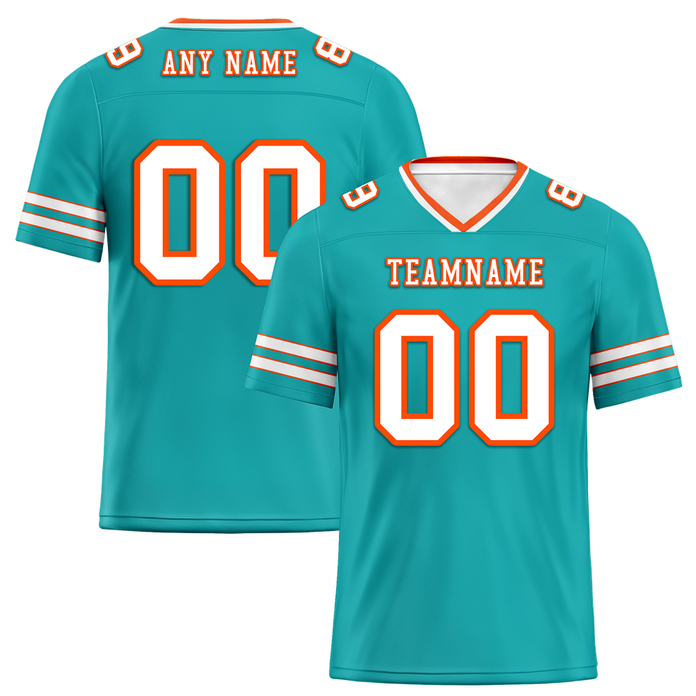 Custom Aqua Sleeve Stripes White Personalized Authentic Football Jersey FBJ02-bc0f07f