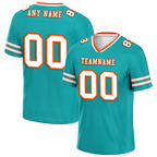 Custom Aqua Sleeve Stripes White Personalized Authentic Football Jersey FBJ02-bc0f07f