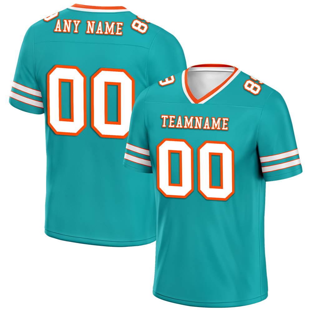 Custom Aqua Sleeve Stripes White Personalized Authentic Football Jersey FBJ02-bc0f07f