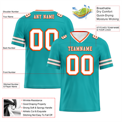 Custom Aqua Sleeve Stripes White Personalized Authentic Football Jersey FBJ02-bc0f07f