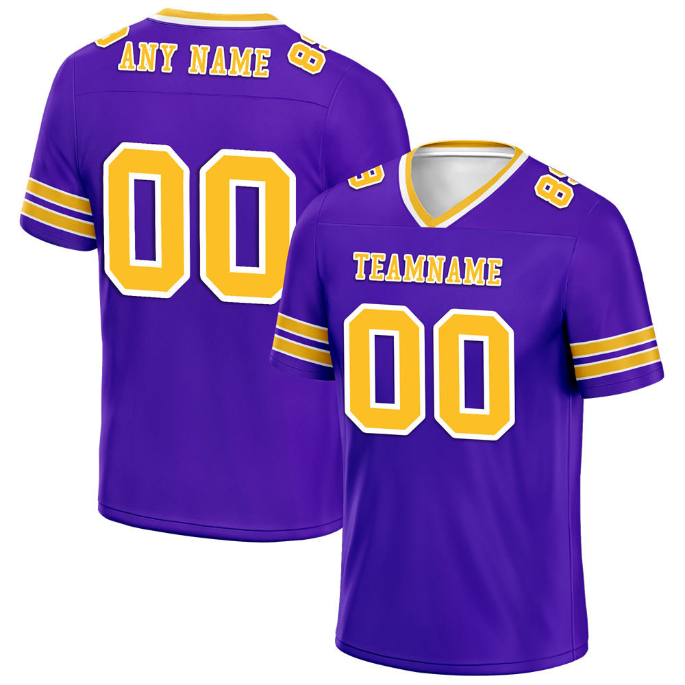 Custom Purple Sleeve Stripes Yellow Personalized Authentic Football Jersey FBJ02-bc0f077