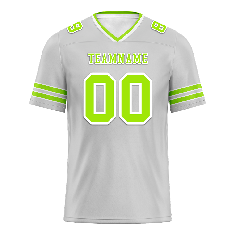 Custom Grey Sleeve Stripes Green Personalized Authentic Football Jersey FBJ02-bc0f078
