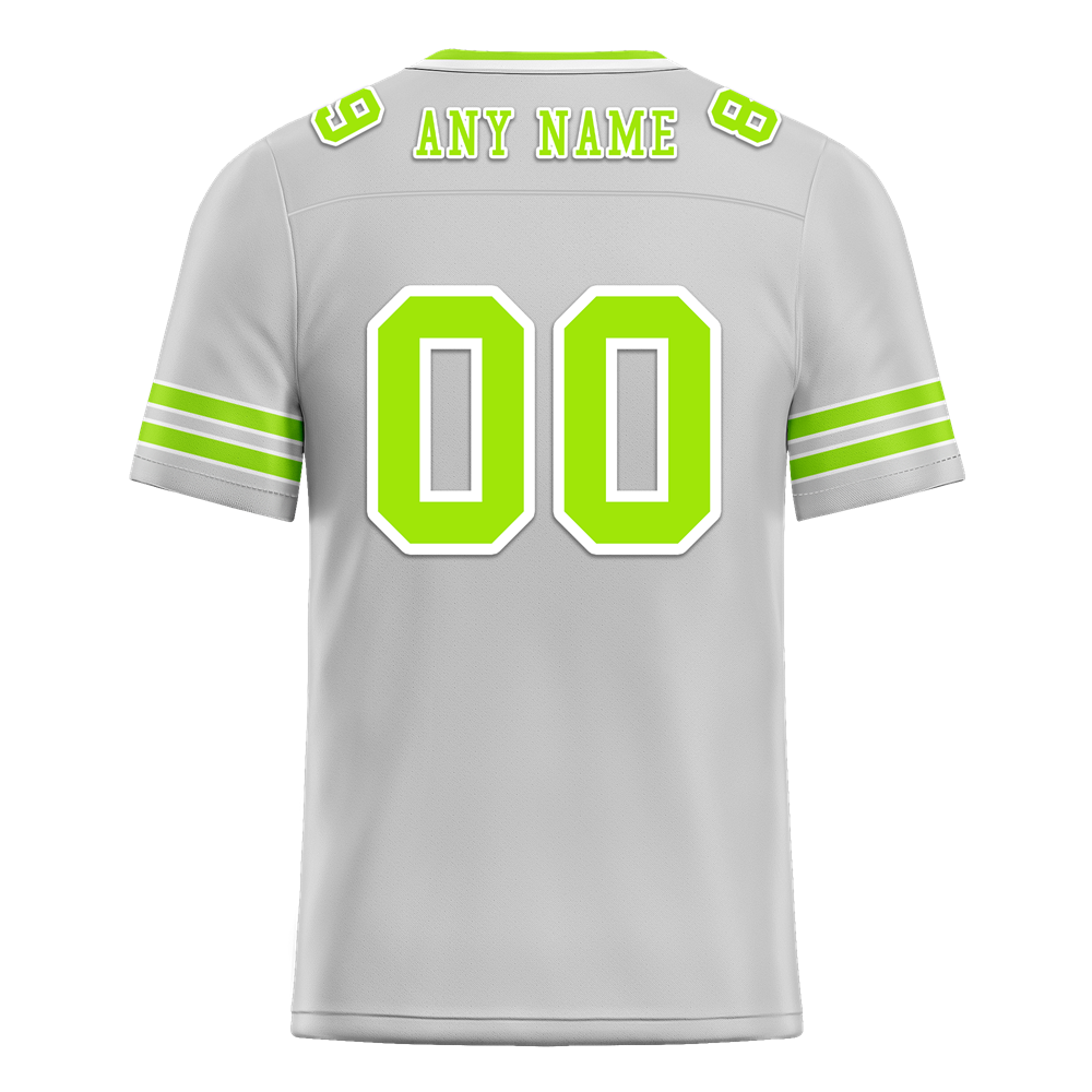 Custom Grey Sleeve Stripes Green Personalized Authentic Football Jersey FBJ02-bc0f078
