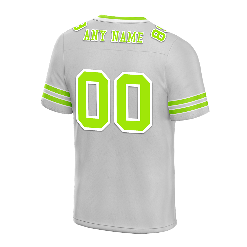 Custom Grey Sleeve Stripes Green Personalized Authentic Football Jersey FBJ02-bc0f078
