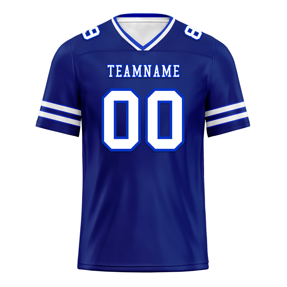 Custom Blue Sleeve Stripes White Personalized Authentic Football Jersey FBJ02-bc0f08a