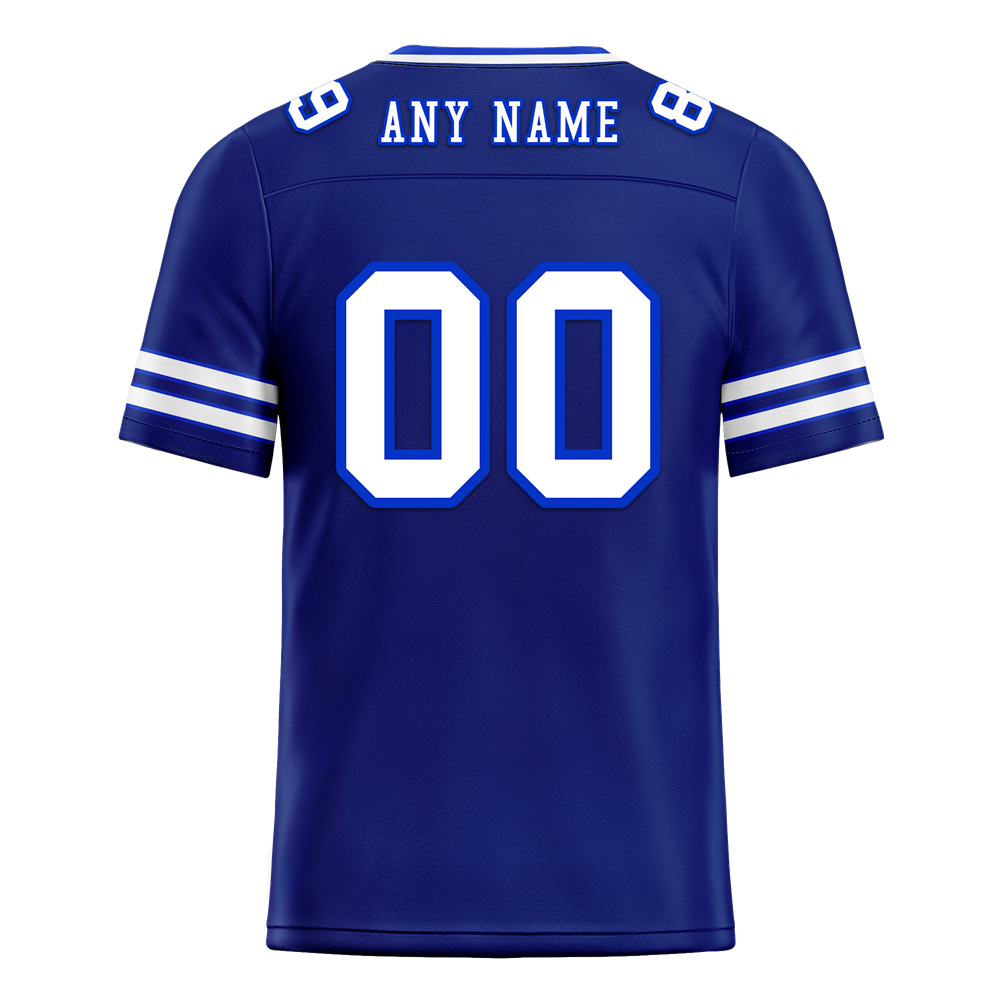 Custom Blue Sleeve Stripes White Personalized Authentic Football Jersey FBJ02-bc0f08a