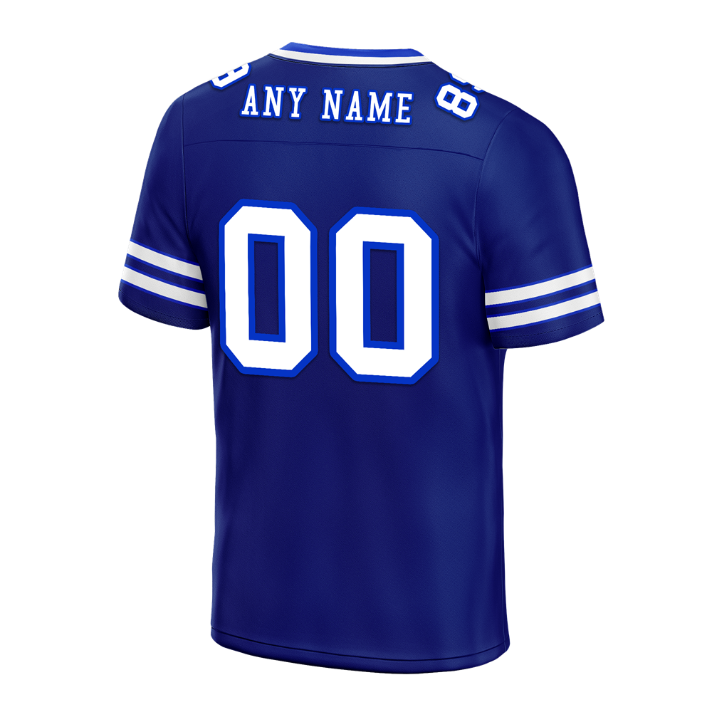 Custom Blue Sleeve Stripes White Personalized Authentic Football Jersey FBJ02-bc0f08a