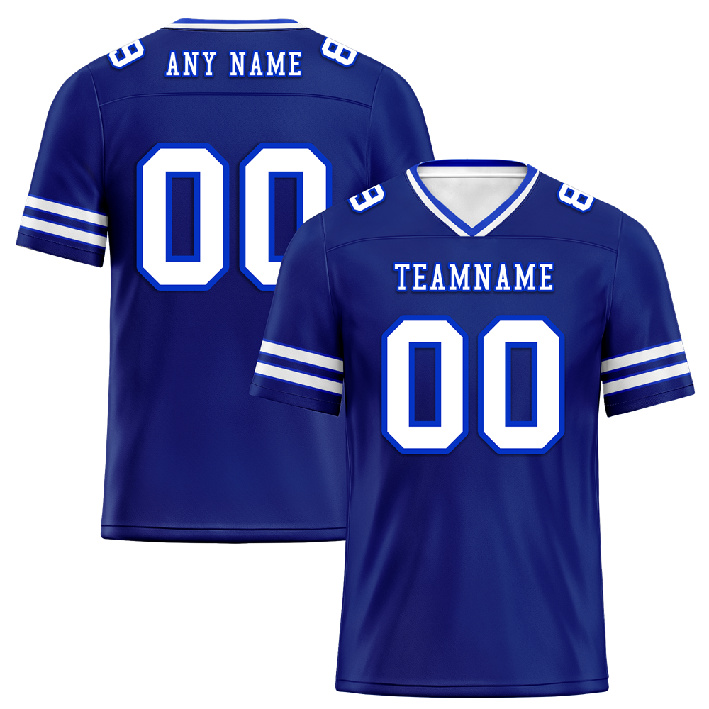 Custom Blue Sleeve Stripes White Personalized Authentic Football Jersey FBJ02-bc0f08a