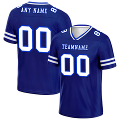 Custom Blue Sleeve Stripes White Personalized Authentic Football Jersey FBJ02-bc0f08a