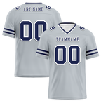 Custom Grey Sleeve Stripes Black Personalized Authentic Football Jersey FBJ02-bc0f08b