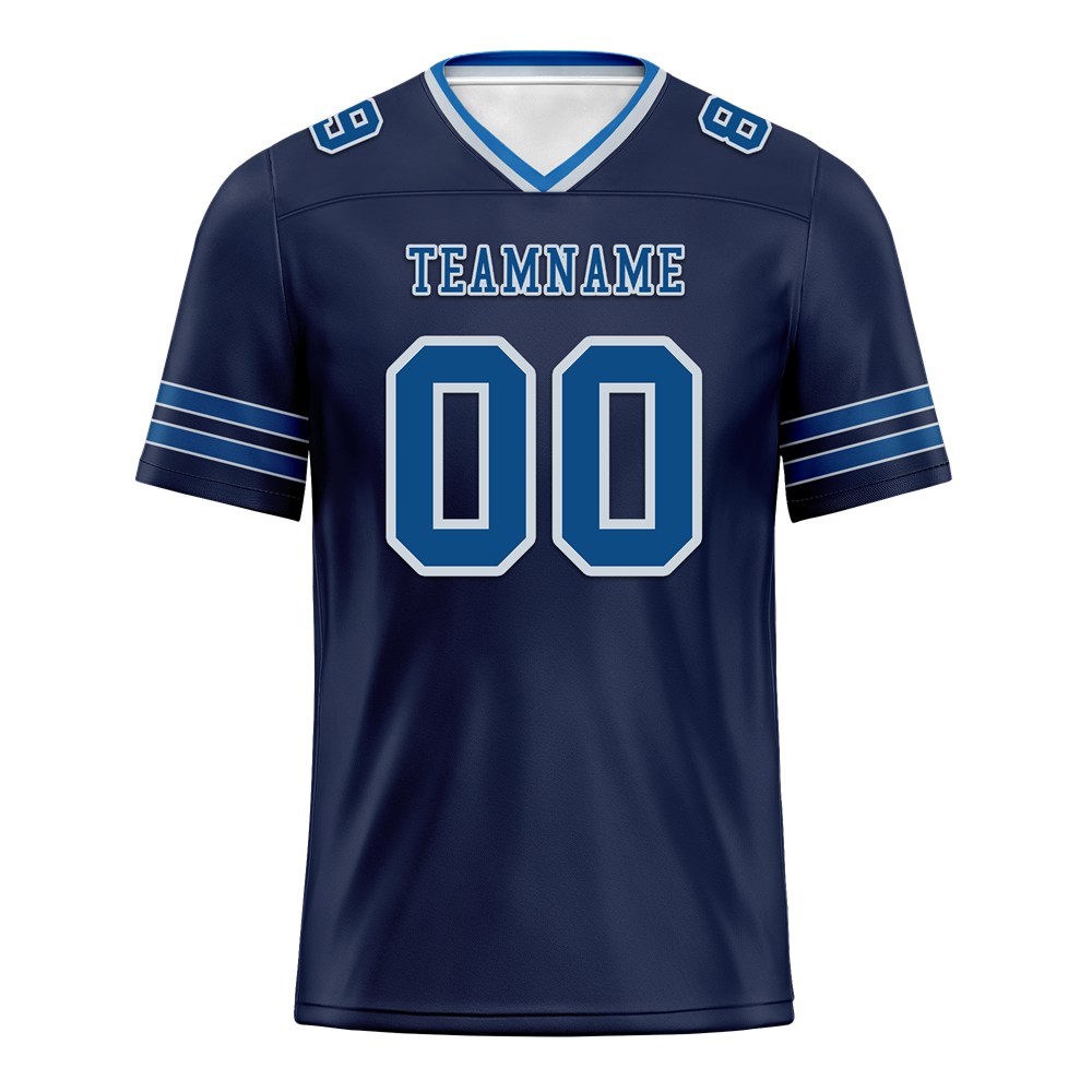 Custom Black Sleeve Stripes Blue Personalized Authentic Football Jersey FBJ02-bc0f08d