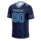 Custom Black Sleeve Stripes Blue Personalized Authentic Football Jersey FBJ02-bc0f08d