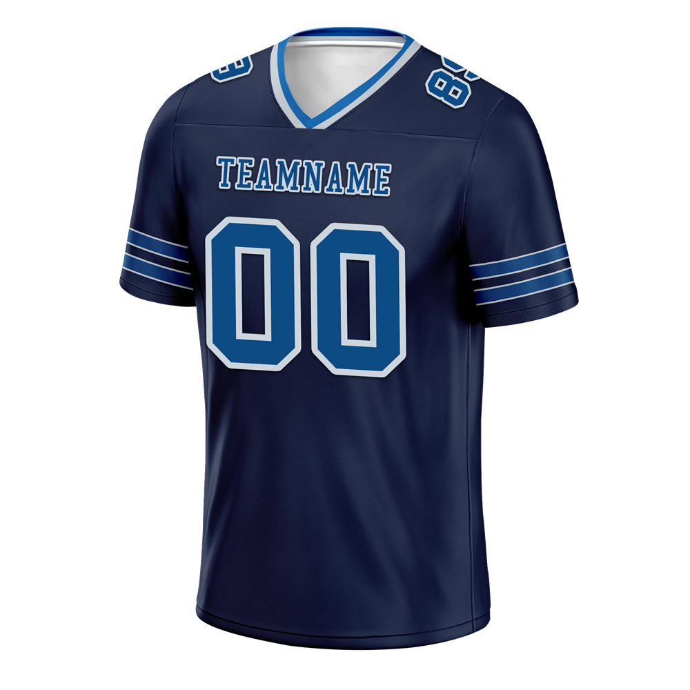Custom Black Sleeve Stripes Blue Personalized Authentic Football Jersey FBJ02-bc0f08d