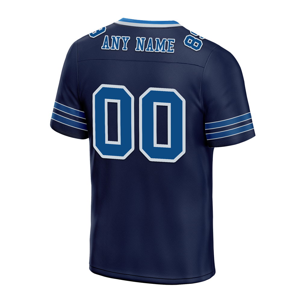 Custom Black Sleeve Stripes Blue Personalized Authentic Football Jersey FBJ02-bc0f08d