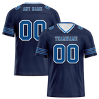 Custom Black Sleeve Stripes Blue Personalized Authentic Football Jersey FBJ02-bc0f08d