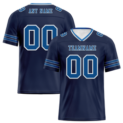 Custom Black Sleeve Stripes Blue Personalized Authentic Football Jersey FBJ02-bc0f08d