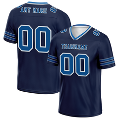 Custom Black Sleeve Stripes Blue Personalized Authentic Football Jersey FBJ02-bc0f08d