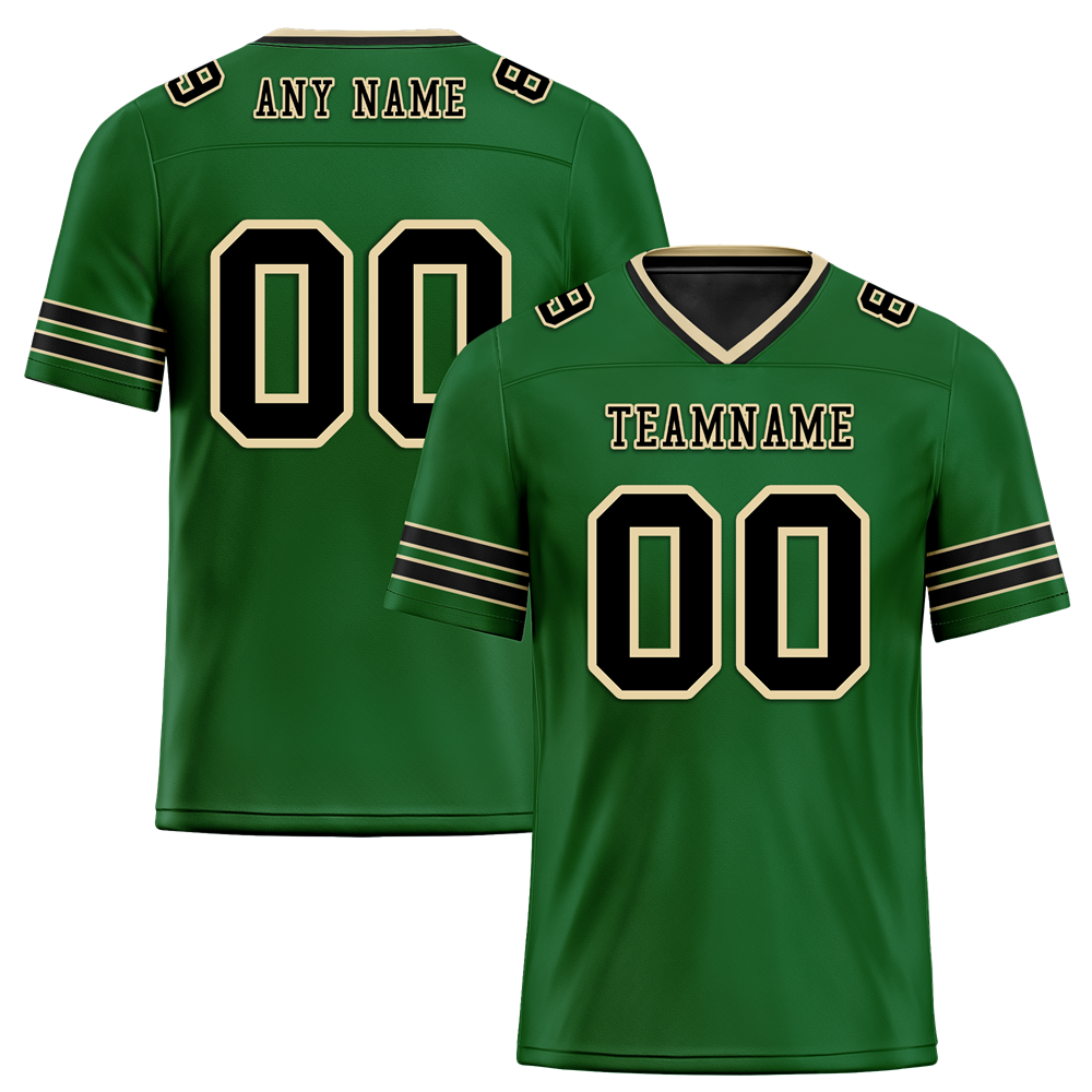 Custom Green Sleeve Stripes Black Personalized Authentic Football Jersey FBJ02-bc0f08e