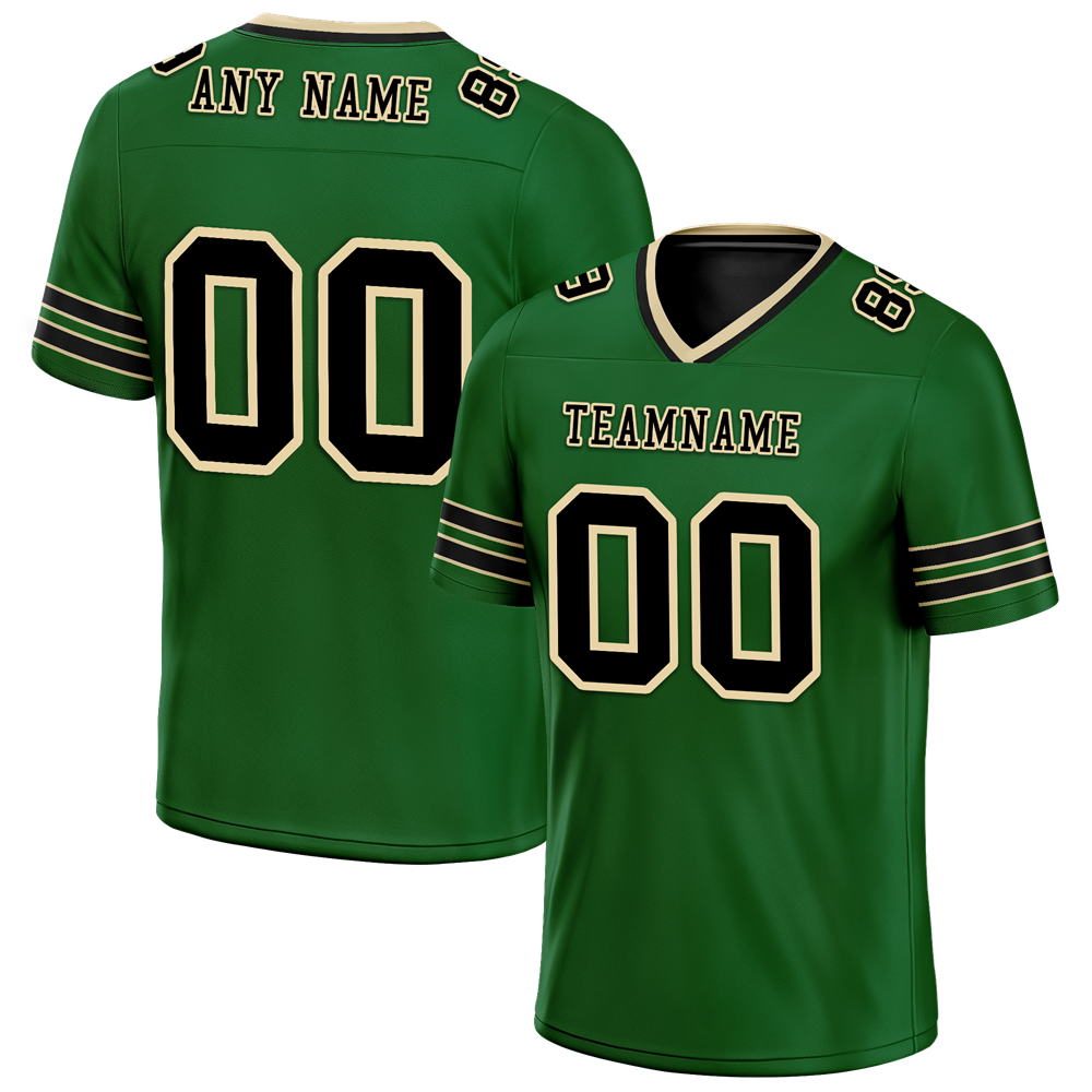 Custom Green Sleeve Stripes Black Personalized Authentic Football Jersey FBJ02-bc0f08e