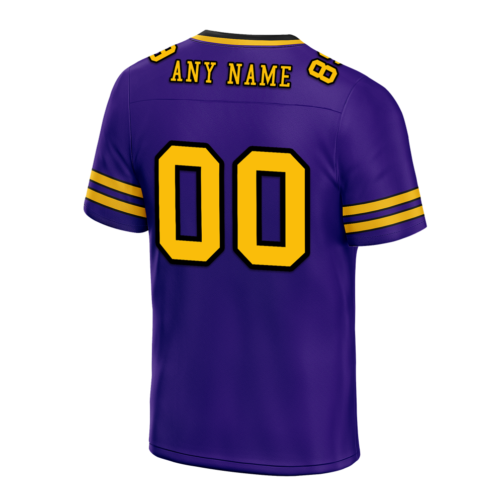 Custom Purple Sleeve Stripes Yellow Personalized Authentic Football Jersey FBJ02-bc0f087