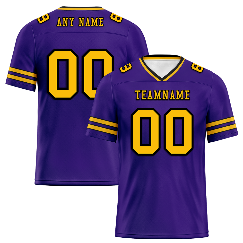 Custom Purple Sleeve Stripes Yellow Personalized Authentic Football Jersey FBJ02-bc0f087