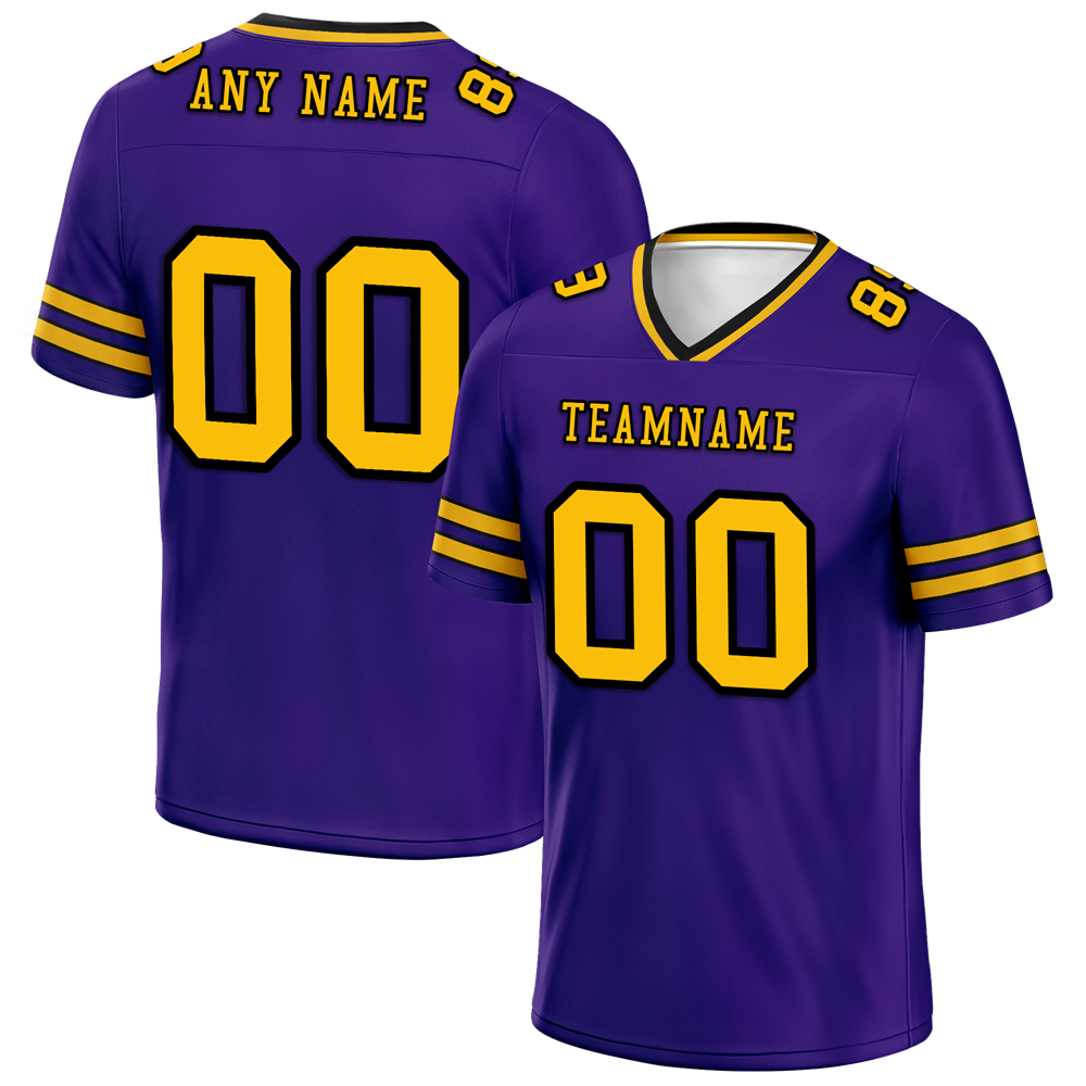 Custom Purple Sleeve Stripes Yellow Personalized Authentic Football Jersey FBJ02-bc0f087