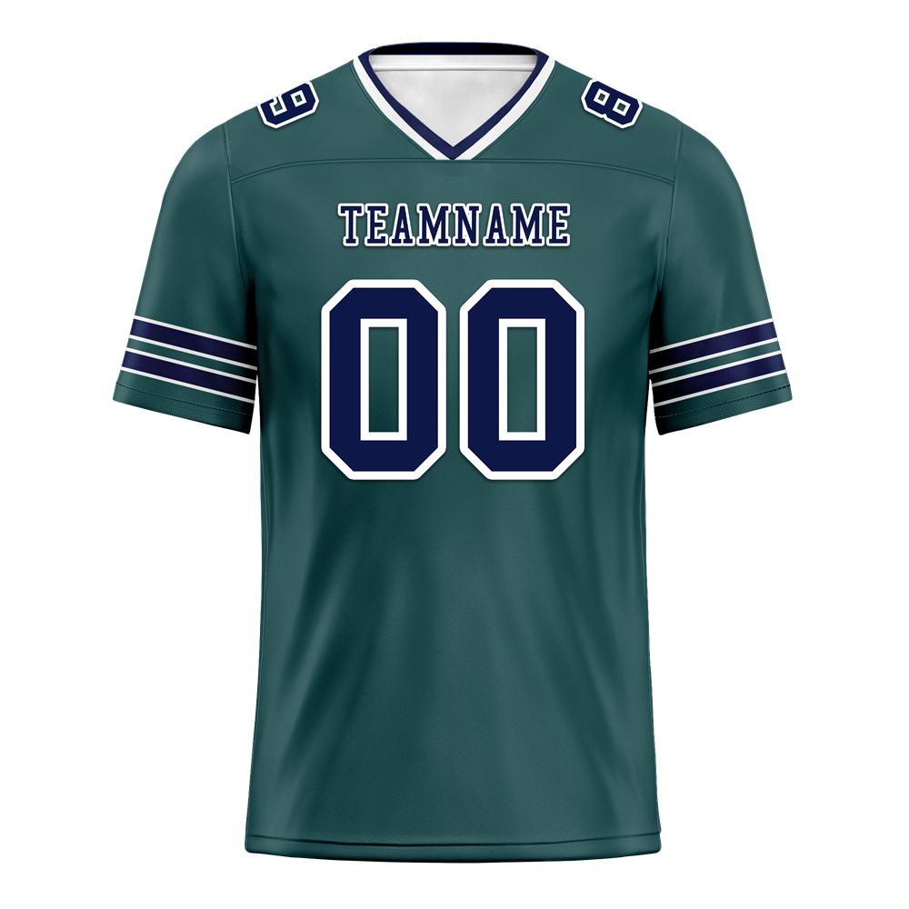 Custom Green Sleeve Stripes Blue Personalized Authentic Football Jersey FBJ02-bc0f088