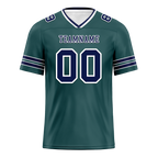 Custom Green Sleeve Stripes Blue Personalized Authentic Football Jersey FBJ02-bc0f088