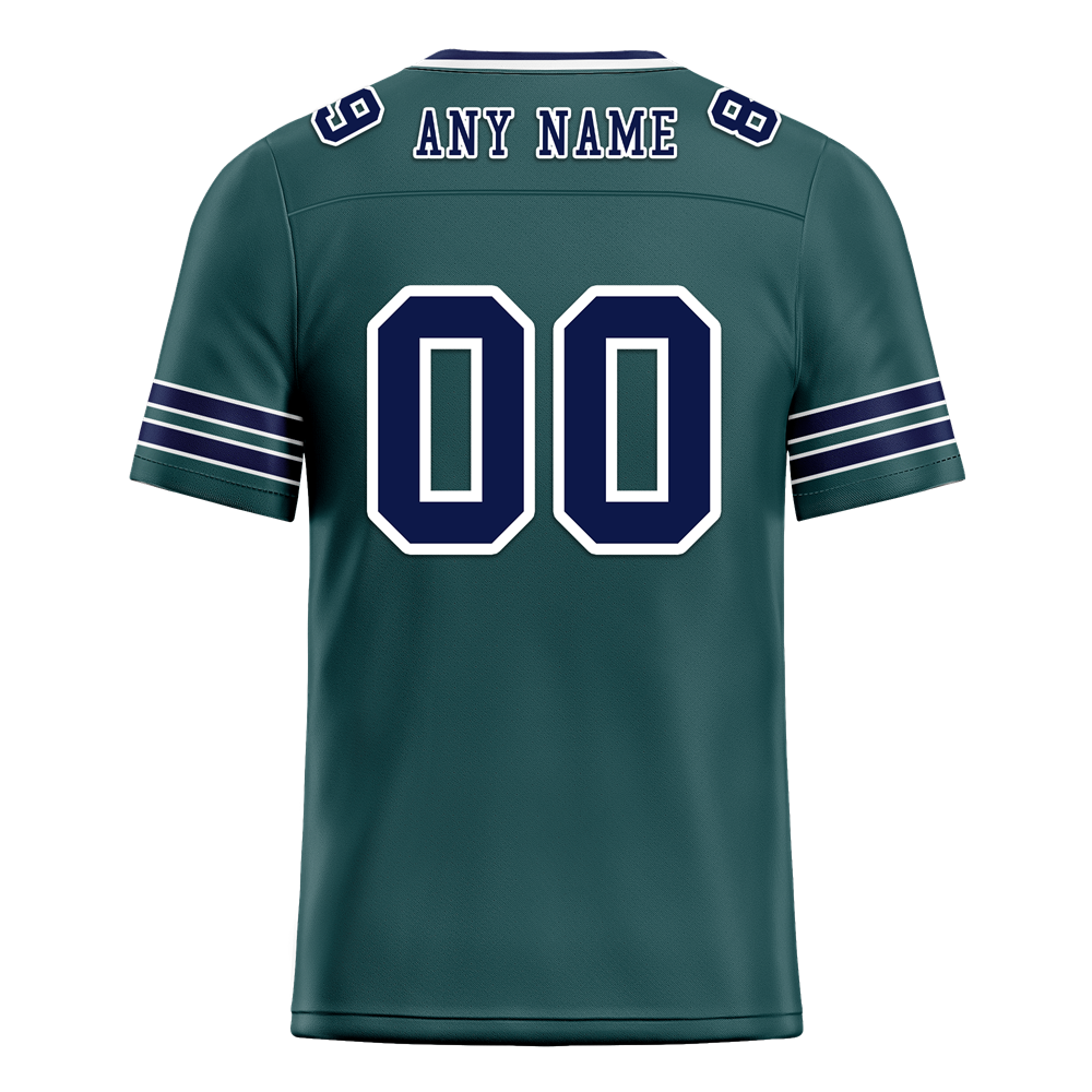 Custom Green Sleeve Stripes Blue Personalized Authentic Football Jersey FBJ02-bc0f088