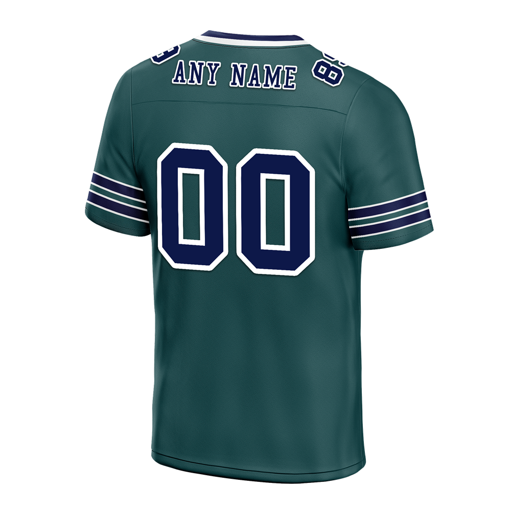 Custom Green Sleeve Stripes Blue Personalized Authentic Football Jersey FBJ02-bc0f088