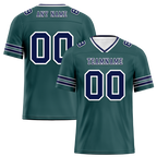 Custom Green Sleeve Stripes Blue Personalized Authentic Football Jersey FBJ02-bc0f088