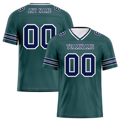 Custom Green Sleeve Stripes Blue Personalized Authentic Football Jersey FBJ02-bc0f088