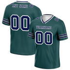 Custom Green Sleeve Stripes Blue Personalized Authentic Football Jersey FBJ02-bc0f088
