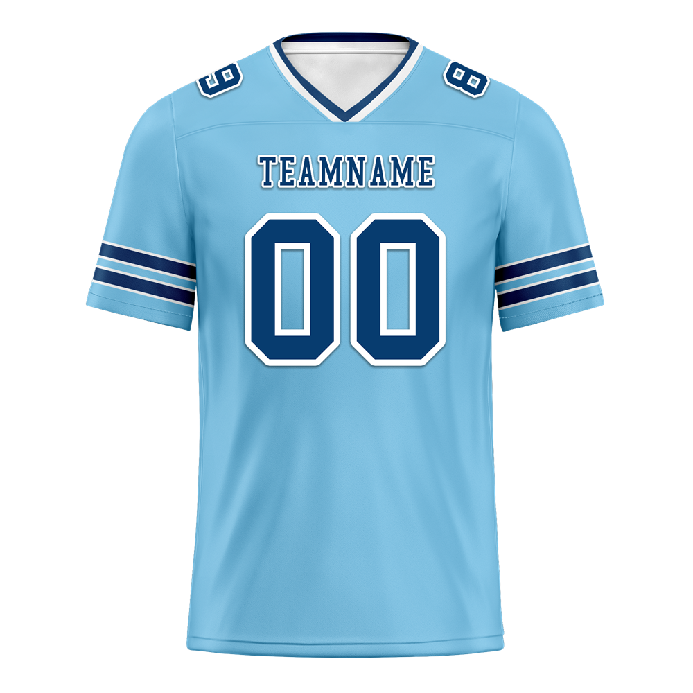 Custom Aqua Sleeve Stripes Blue Personalized Authentic Football Jersey FBJ02-bc0f089