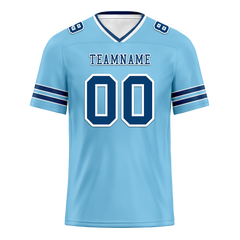 Custom Aqua Sleeve Stripes Blue Personalized Authentic Football Jersey FBJ02-bc0f089