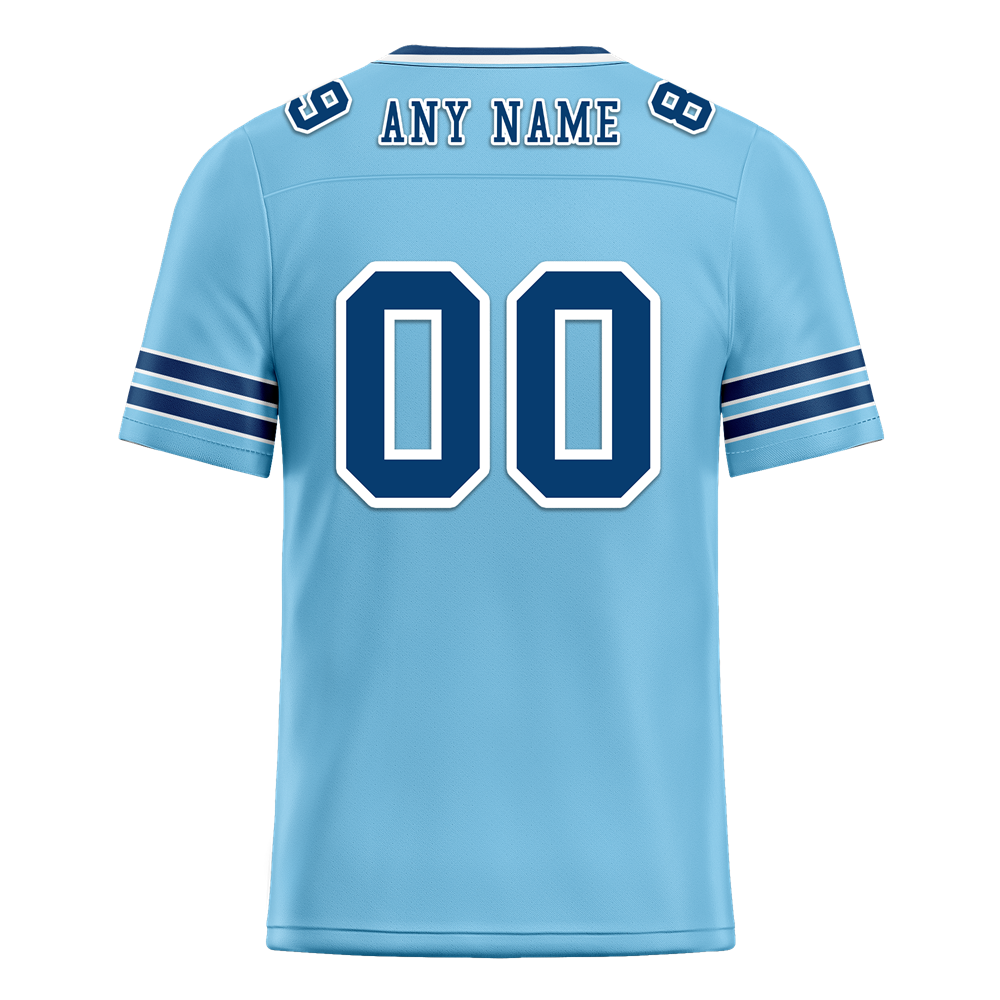Custom Aqua Sleeve Stripes Blue Personalized Authentic Football Jersey FBJ02-bc0f089