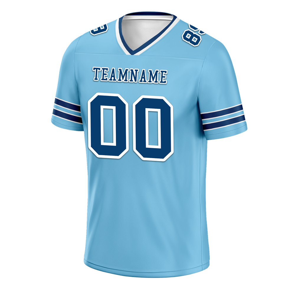 Custom Aqua Sleeve Stripes Blue Personalized Authentic Football Jersey FBJ02-bc0f089