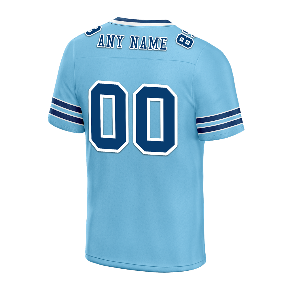 Custom Aqua Sleeve Stripes Blue Personalized Authentic Football Jersey FBJ02-bc0f089