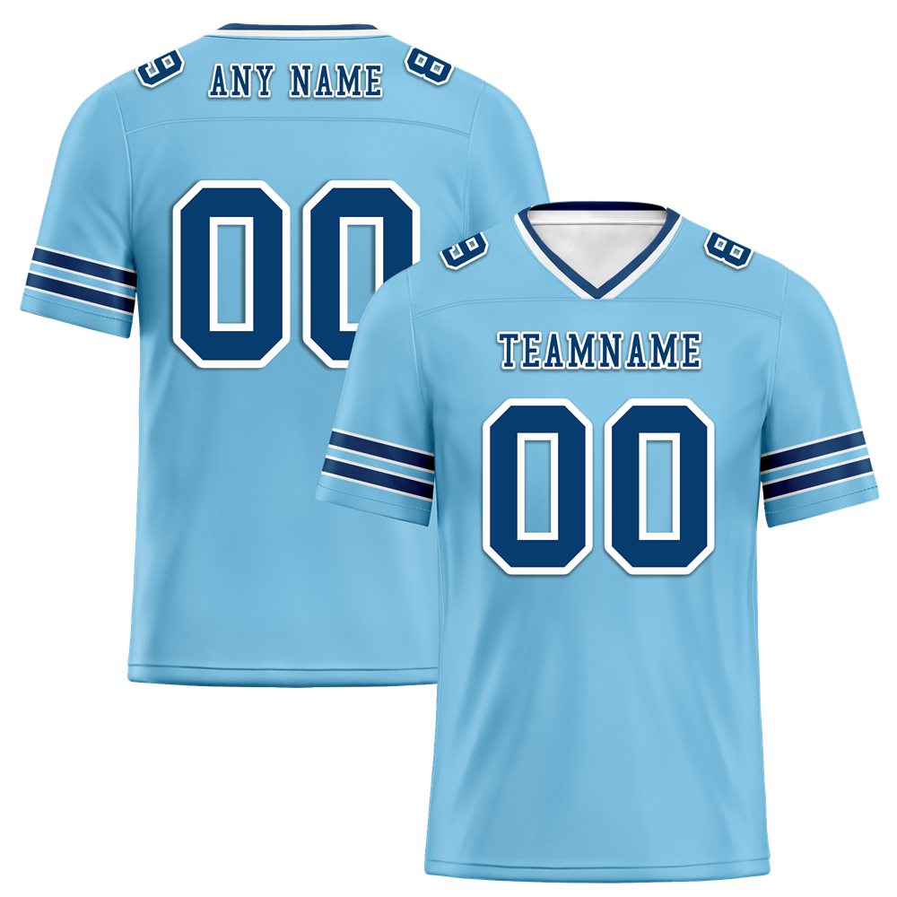 Custom Aqua Sleeve Stripes Blue Personalized Authentic Football Jersey FBJ02-bc0f089