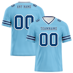Custom Aqua Sleeve Stripes Blue Personalized Authentic Football Jersey FBJ02-bc0f089