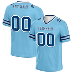 Custom Aqua Sleeve Stripes Blue Personalized Authentic Football Jersey FBJ02-bc0f089