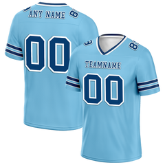 Custom Aqua Sleeve Stripes Blue Personalized Authentic Football Jersey FBJ02-bc0f089