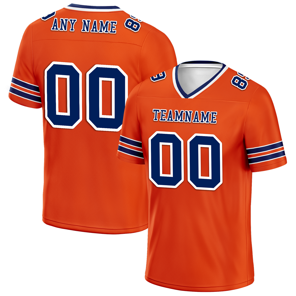 Custom Red Sleeve Stripes Blue Personalized Authentic Football Jersey FBJ02-bc0f090