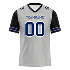 Custom Grey Black Two Tone Blue Personalized Authentic Football Jersey FBJ02-bc0f09a
