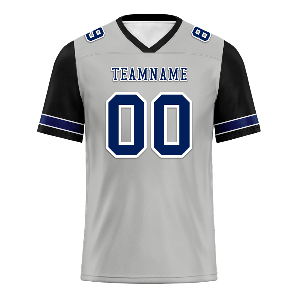 Custom Grey Black Two Tone Blue Personalized Authentic Football Jersey FBJ02-bc0f09a
