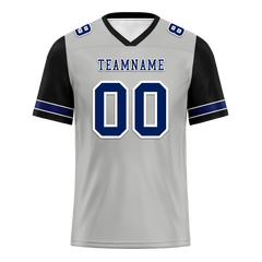 Custom Grey Black Two Tone Blue Personalized Authentic Football Jersey FBJ02-bc0f09a