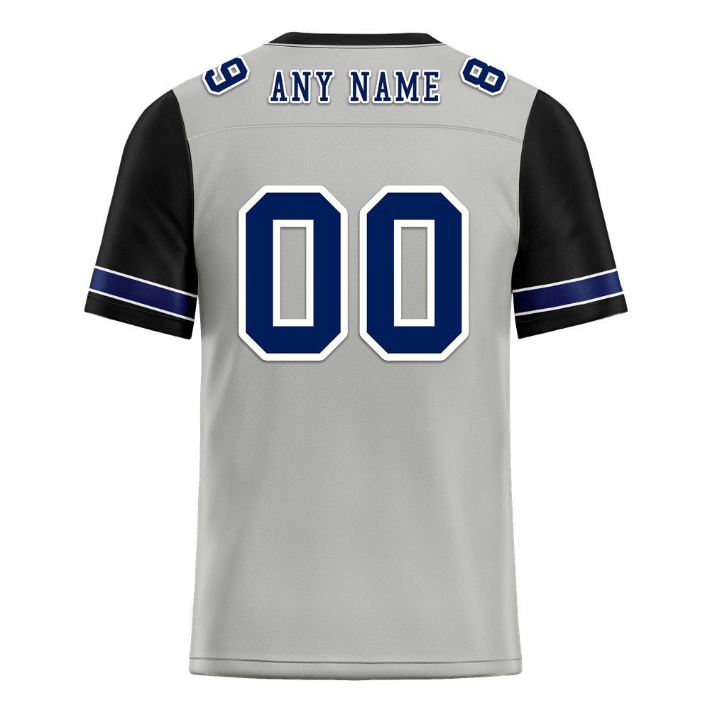 Custom Grey Black Two Tone Blue Personalized Authentic Football Jersey FBJ02-bc0f09a